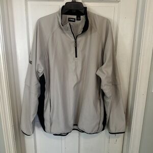 Ping Collection Mens XL Gray Black Convertible 1/4 Zip Golf Windbreaker Jacket